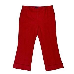 J. Crew Wide Leg Wool Pants Women 32 Red Cropped Business Holiday Career Pull On